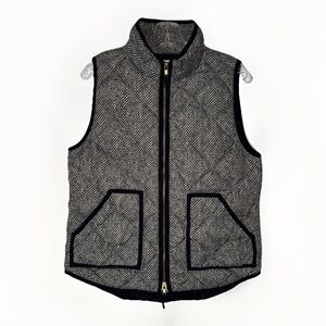 J Crew Quilted Vest Womens Medium Herringbone Down Filled Puffer Zip Up Classic